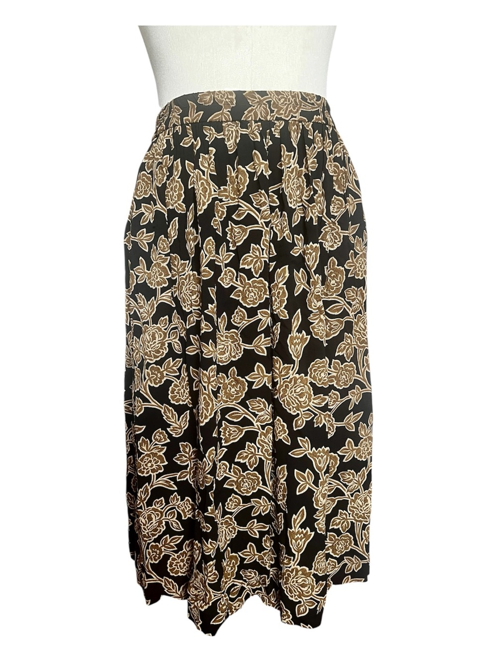 Jones New York Y2K Fairy Floral Whimsygoth Skirt Pockets Blk Taupe VTG SZ 12P